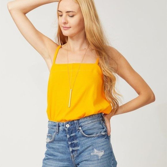 Free People Tops - Free People Tangerine Marissa Ribbed Bodysuit
